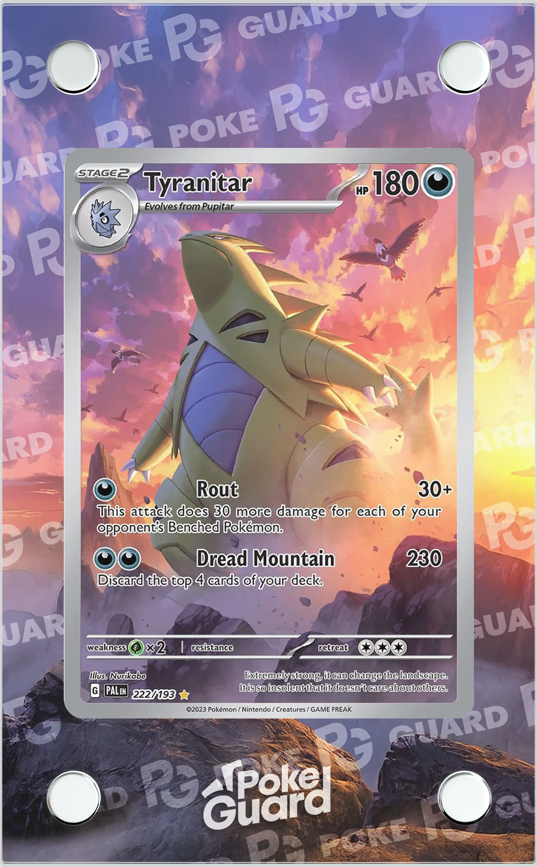 pokemon cards tyranitar (222/193) – PokeGuard Grading Company:RAW CARD Relic Tokens holofoil pattern or surface Retard MTG - Future
